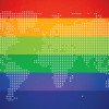rainbow flag colors world map illustration