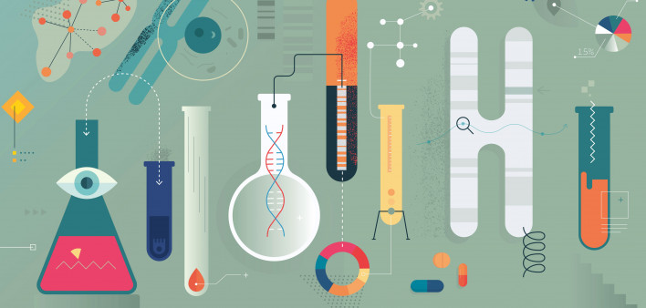 illlustration science research dna test tubes ect