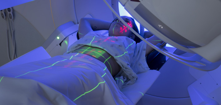 Woman receiving Radiation Therapy Treatments for Cancer