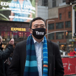 New York City mayor candidate Andrew Yang during a visit in Times Square.