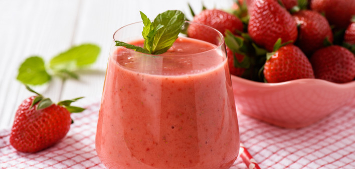 Strawberry smoothie in glass