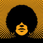 Retro woman's face with vector sunbeams