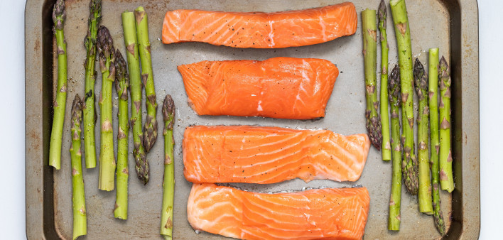 salmon, asparagus, sheet pan dinner, fish, vegetable