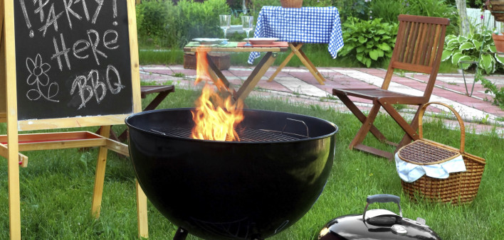 grill with flames