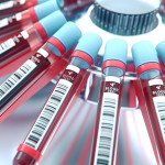 Lab equipment centrifuging blood