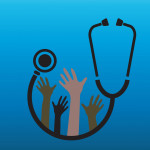illustration hands multi racial stehoscope