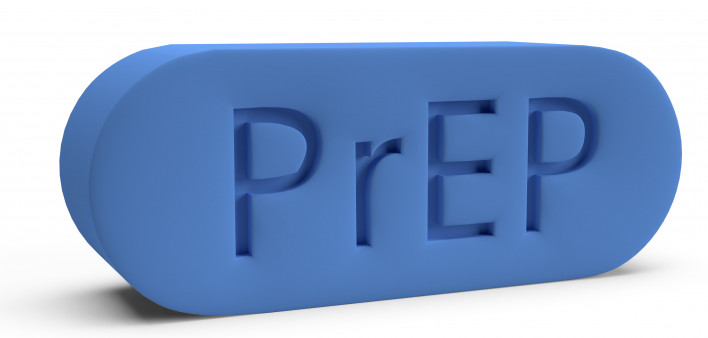 Big blue bill with PrEP written