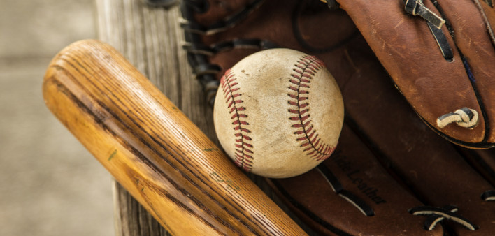 baseball bat glove and ball