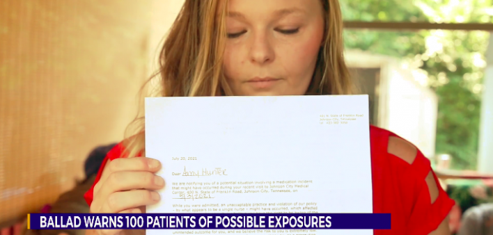 Amy Hunter was possibly exposed to hepatitis B and C and HIV after a hospital visit.