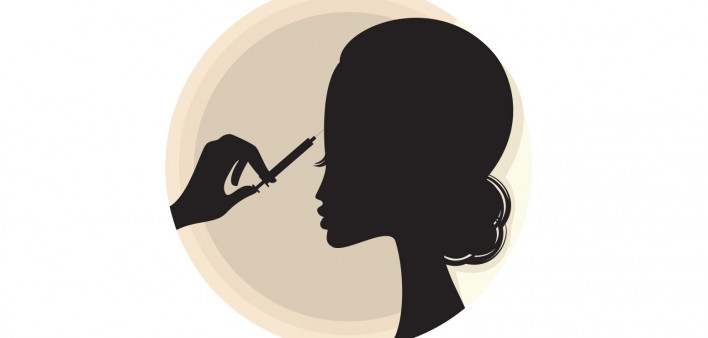 Illustration of a silhouette head getting botox