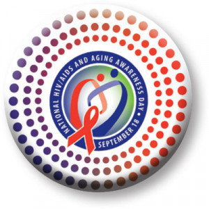 National HIV/AIDS and AGING awareness day logo button