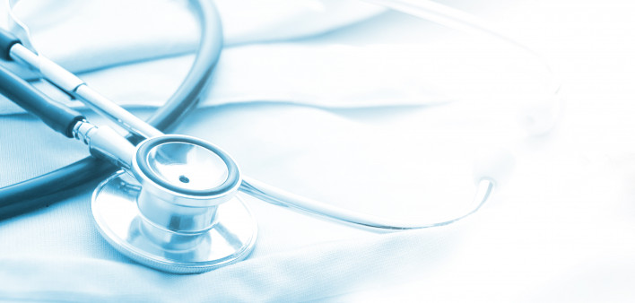 Blue stethoscope isolate on white background