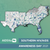The South experiences disproportionate HIV rates, as seen in this AIDSVu map.
