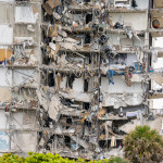 Sections of the champlain towers Surfside Miami Beach which collapsed