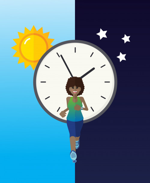illustration jogging clock day and night