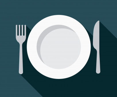 illustration plate and knife fork