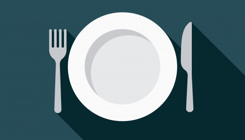 illustration plate and knife fork