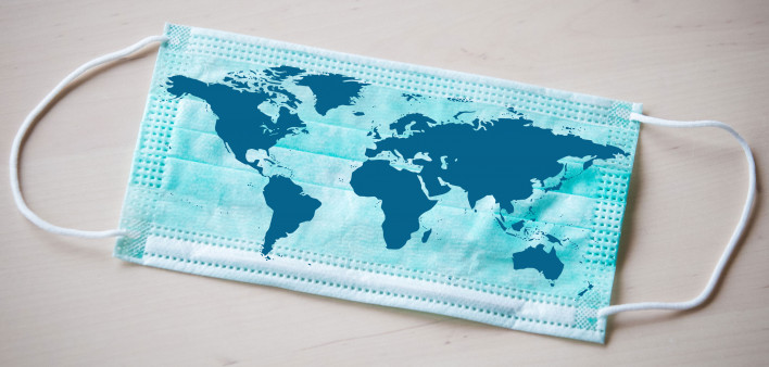 Coronavirus outbreak virus quarantine mask with globe