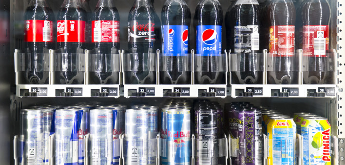 Soft Drinks in a Vending Machine at the Frankfurt Main Airport.