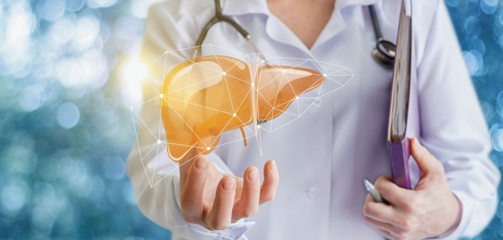 Doctor and liver illustration
