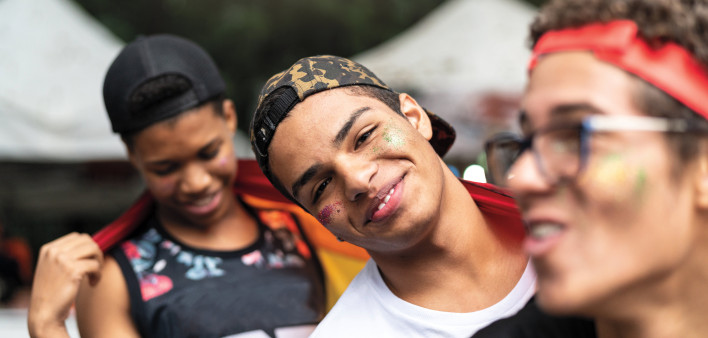 Group of Friends Gays Celebrating and Dancing