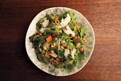 Pumpkin Arugula Salad with Hazelnuts
