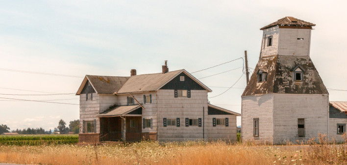 rural, house, barn, field, building, country, outdoors