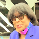 Virginia Crane, MD, the public health director of Marion County, Indiana, at the Damien Center’s mobile unit, October 2021.