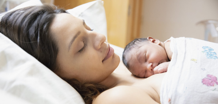 New born baby at hospital with mother