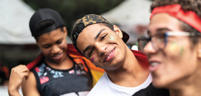 Group of Friends Gays Celebrating and Dancing