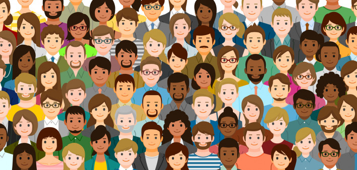 illustration of multi-ethnic group of peple