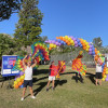 A rainbow of colors marks the start—and finish—of the walk.