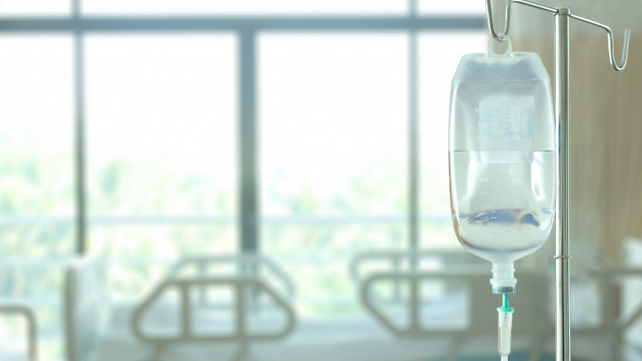 saline at hospital room iv