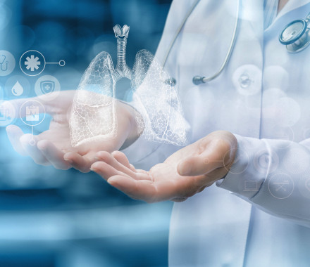 illustration doctor hands lungs science research icons