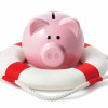piiggy bank and life preserver