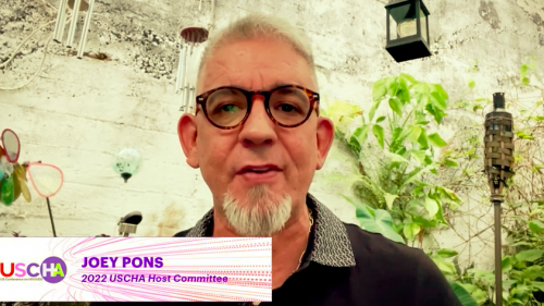 Long-term survivor Joey Pons welcomes everyone to USCHA 2022, held October 8 to 11 in Puerto Rico.