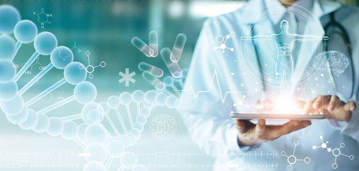 DNA Pills molecules lab illustration science research
