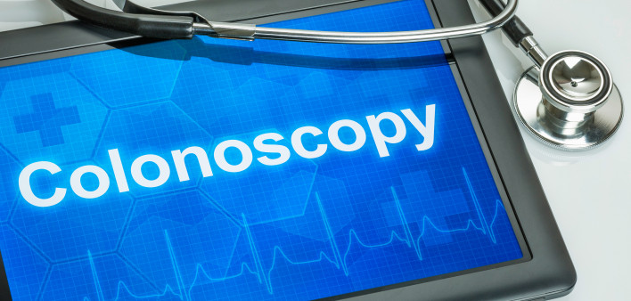 Tablet with the text Colonoscopy on the display