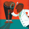 illustration doctor examining butt