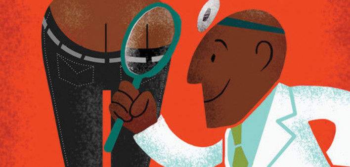 illustration doctor examining butt