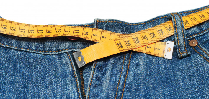jeans with measuring tape belt