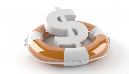 a US dollar symbol in a life preserver