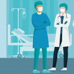 Brave doctors and nurses fighting coronavirus in the hospitals illustration