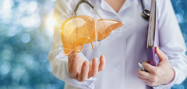 Doctor and liver illustration