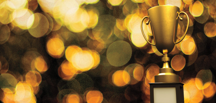 trophy against blurry background