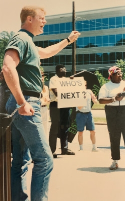 Mark S. King at a 1994 protest in Atlanta