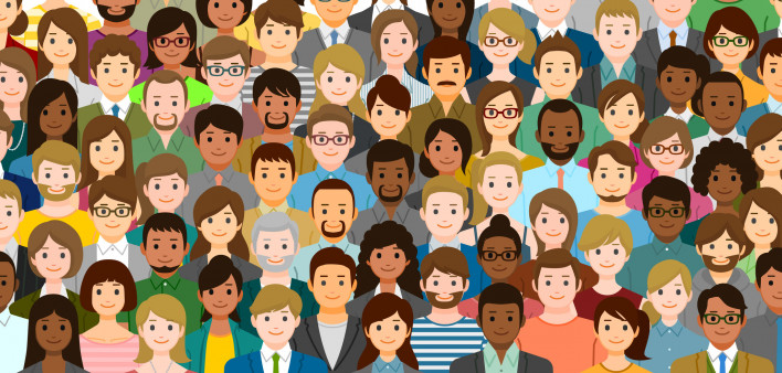 illustration of multi-ethnic group of peple