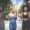 Black women Group of Young women having fun together in the street