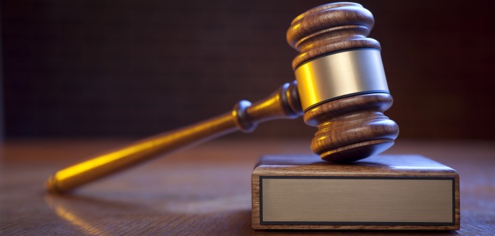   Justice Gavel And Block On Judge's Bench