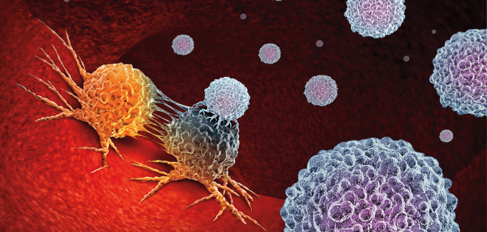 Cancer Immunotherapy as a human immune system therapy concept as a biomedical or biomedicine oncology treatment using the natural T cell fighting properties of the body as a 3D render.